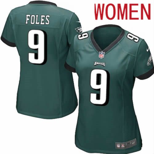 Women Philadelphia Eagles #9 Nick Foles Nike Midnight Green Game NFL Jersey->women nfl jersey->Women Jersey